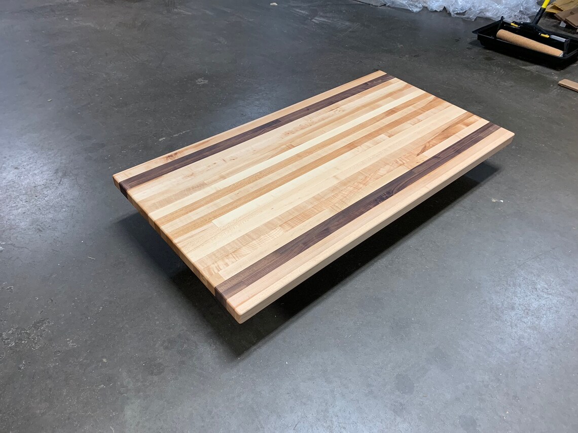 Maple & Walnut Butcher Block Kitchen Table Top 1.5 Etsy