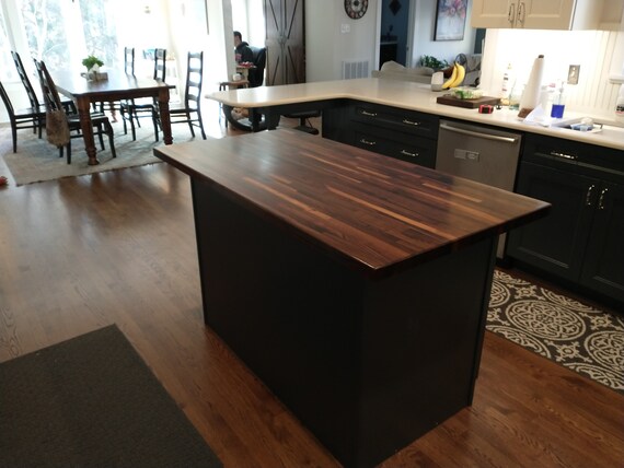 Walnut Butcher Block Countertop Shelf Bar Top Edge Grain Walnut Butcher Block Countertop Shelf, Black Kitchen Island Butcher Block Countertop