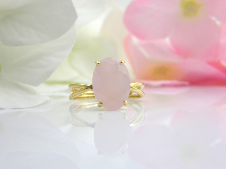 Sterling Silver Rose Quartz ring Cocktail ring love ring delicate ring pink ring Natural Gemstone ring promise ring minimalist ring