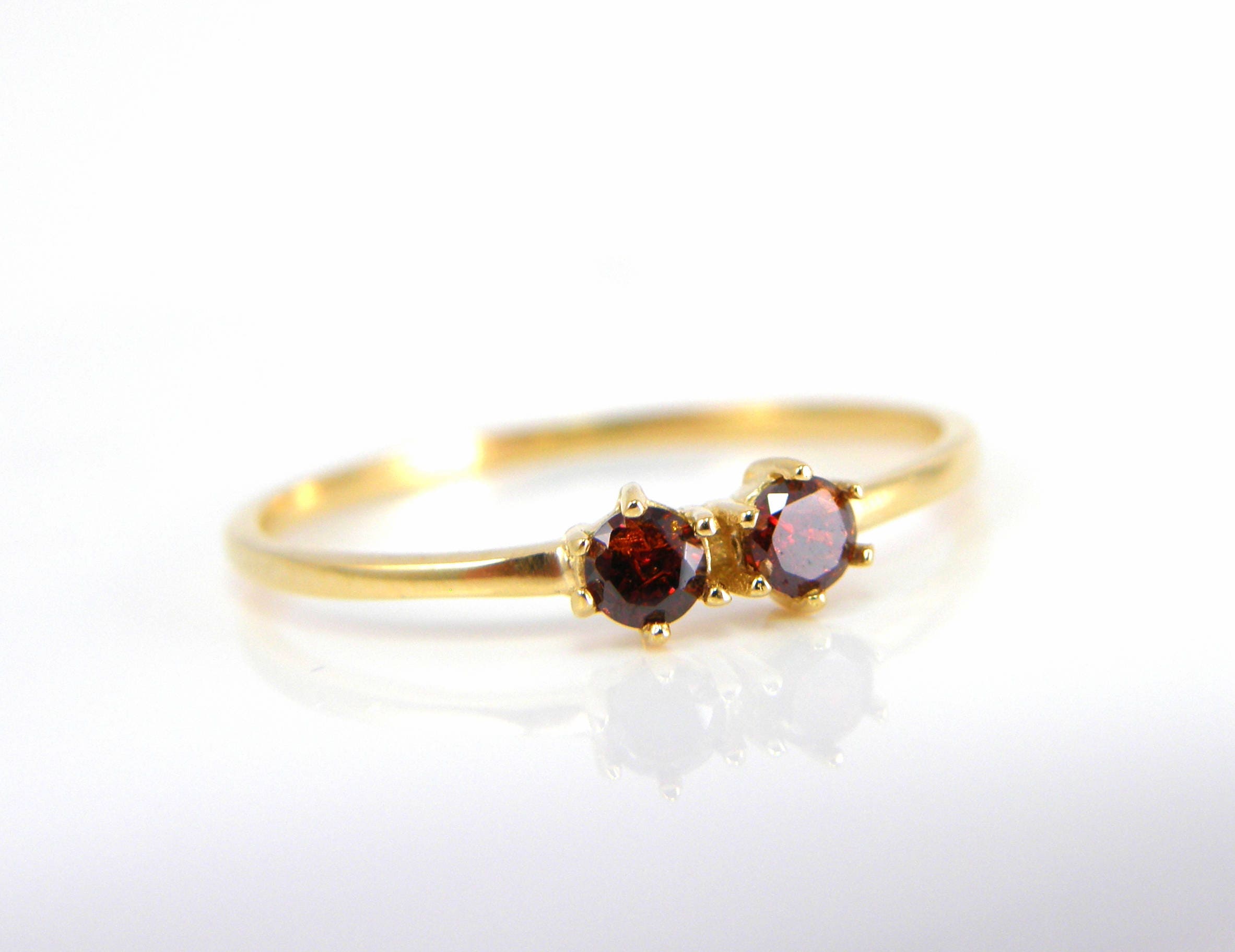 Two stone ring Citrine ring Stacking gemstone ring dual | Etsy