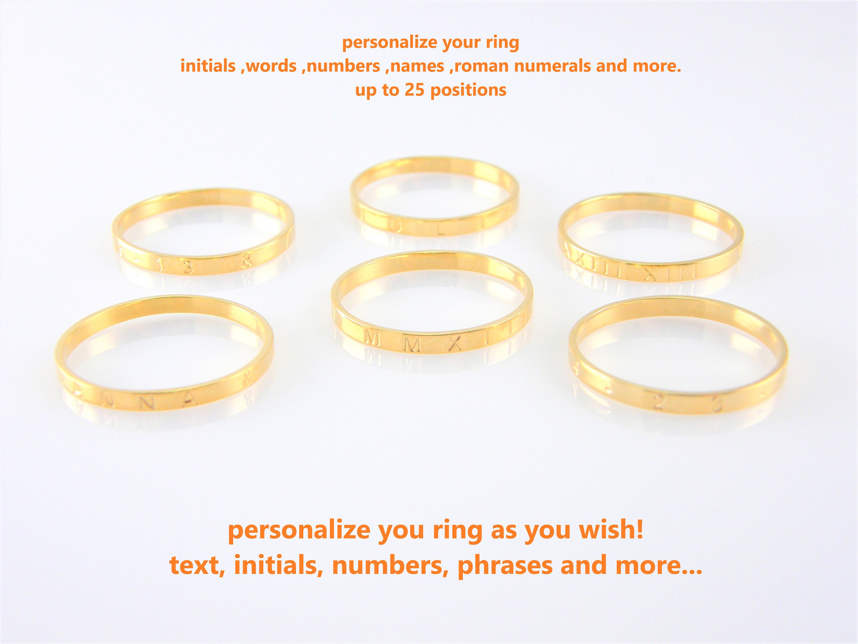 Personalized stacking ring engraved stacking rings initial Etsy