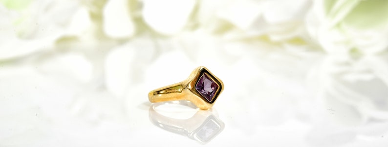 Amethyst ring gold gemstone ring purple stone ring birthstone ring mothers rings simple delicate ring unique ring gold jewelry for women