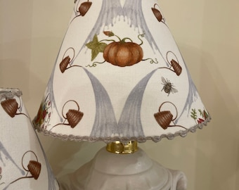 Handmade lampshades Angel Strawbridge fabric table lampshades French Shabby Chic French country style pumpkin design