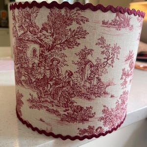 Handmade lampshades Toile de Jouy red table lampshade French Shabby Chic French country style