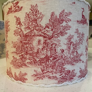 Handmade Lampshades Toile de Jouy drum lampshades for table lampshade or ceiling light lampshade in choice of three colours