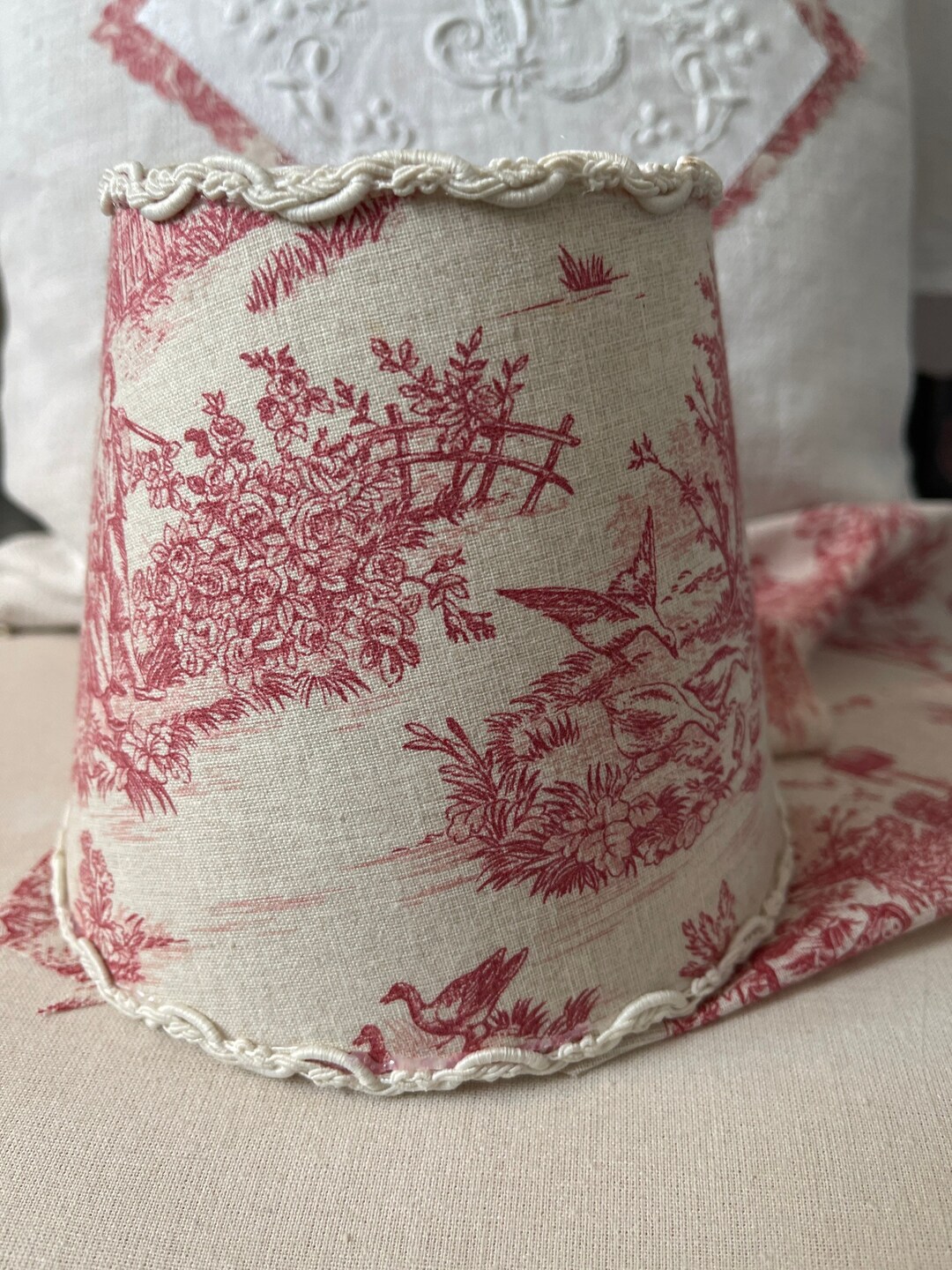 Handmade Toile De Jouy Lampshades for Chandeliers or Small Bedside