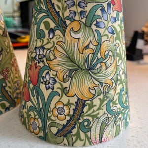 Handmade William Morris lampshades for wall lights or small bedside lamps or chandeliers