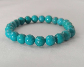 Handmade Stretch Gemstone Healing Bracelet~Unisex Stretch Bracelet~Turquoise Jewelry~Premium Turquoise Beads~Chakra Jewelry~Reiki Jewelry