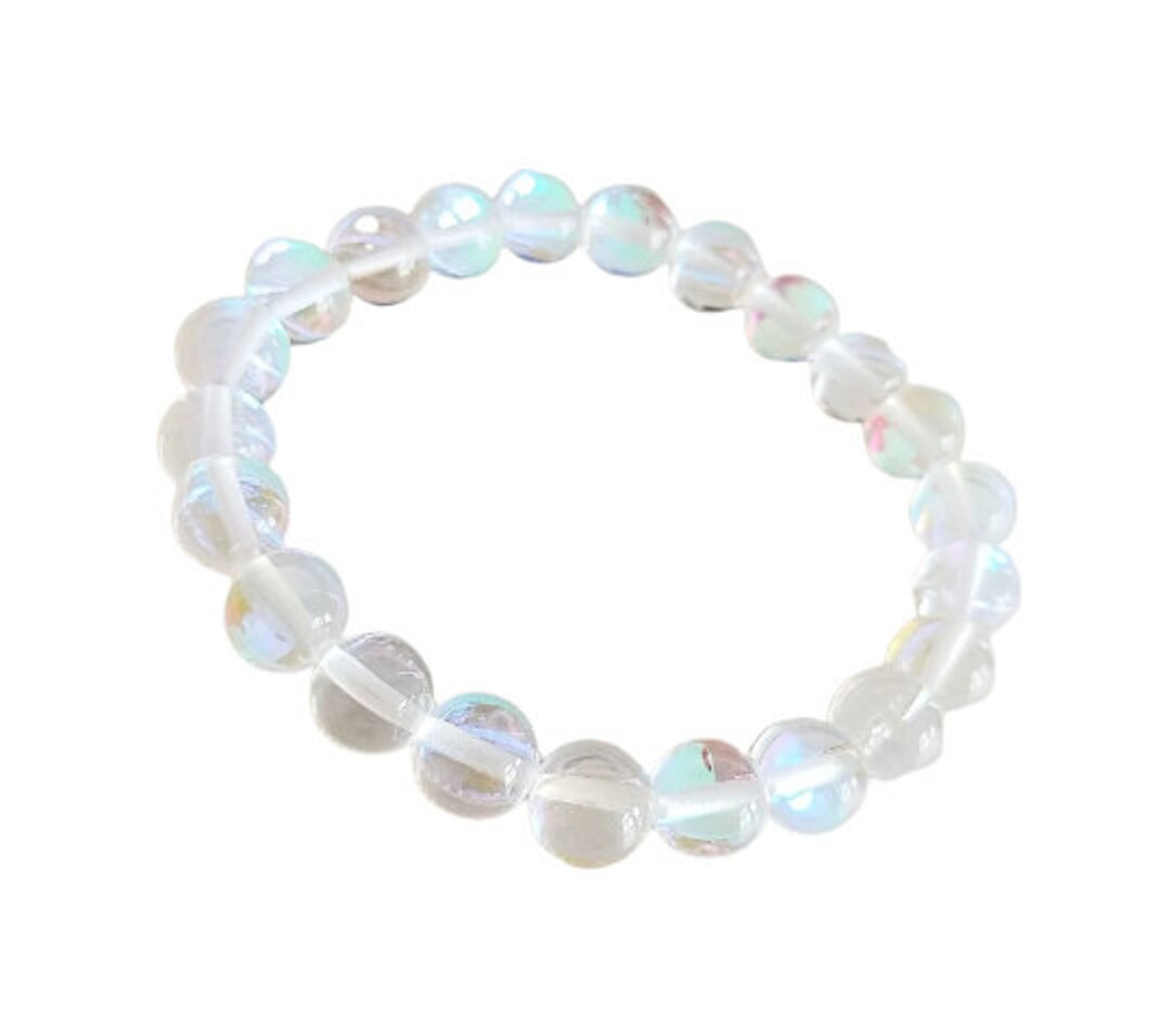 White Rainbow Mystic Aura Quartz Gemstone Braceletsaura Stone - Etsy