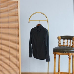 Metal Gold Clothing Rack, Free Standing Coat Rack, Industrial Clothes Rack, Handmade Garment Rack, Modern Retail Display Boutique Store