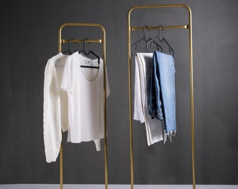 Twin Clothes Rack Set | Industrial Clothing Rack | Clothes Rail | Silver, Turquoise  and Gold Clothing Rack