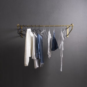 Gold Wall Mounted Clothing Rack | Industrial Clothes Rack Clothes Rail | White and Gold Clothing Rack | Metal Coat Rack