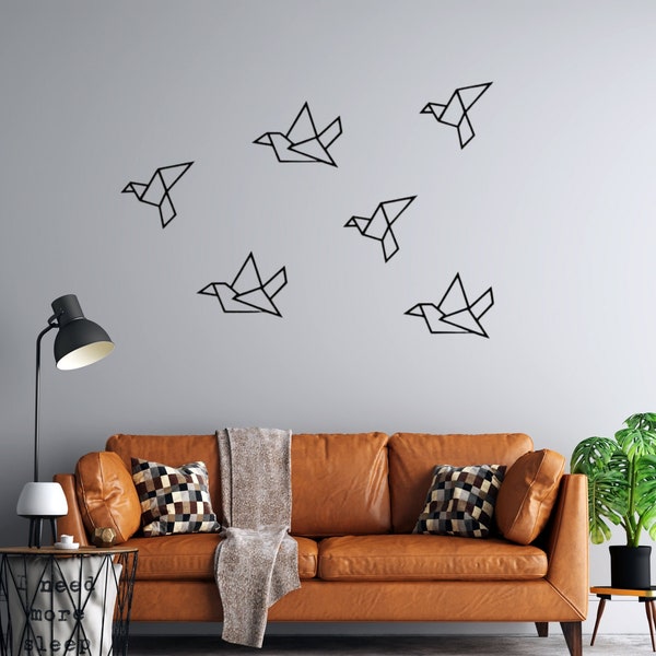 Metal Wall Art Origami Crane Set Metal Bird Geometric Birds Black Sign Hanging Steel Sign Decor