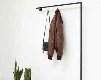 Wall Mounted Clothing Rack, Metal Clothes Rack, Standing Coat Rack, Industrial Cloakroom Rail Boutique Retail Display Colour Options