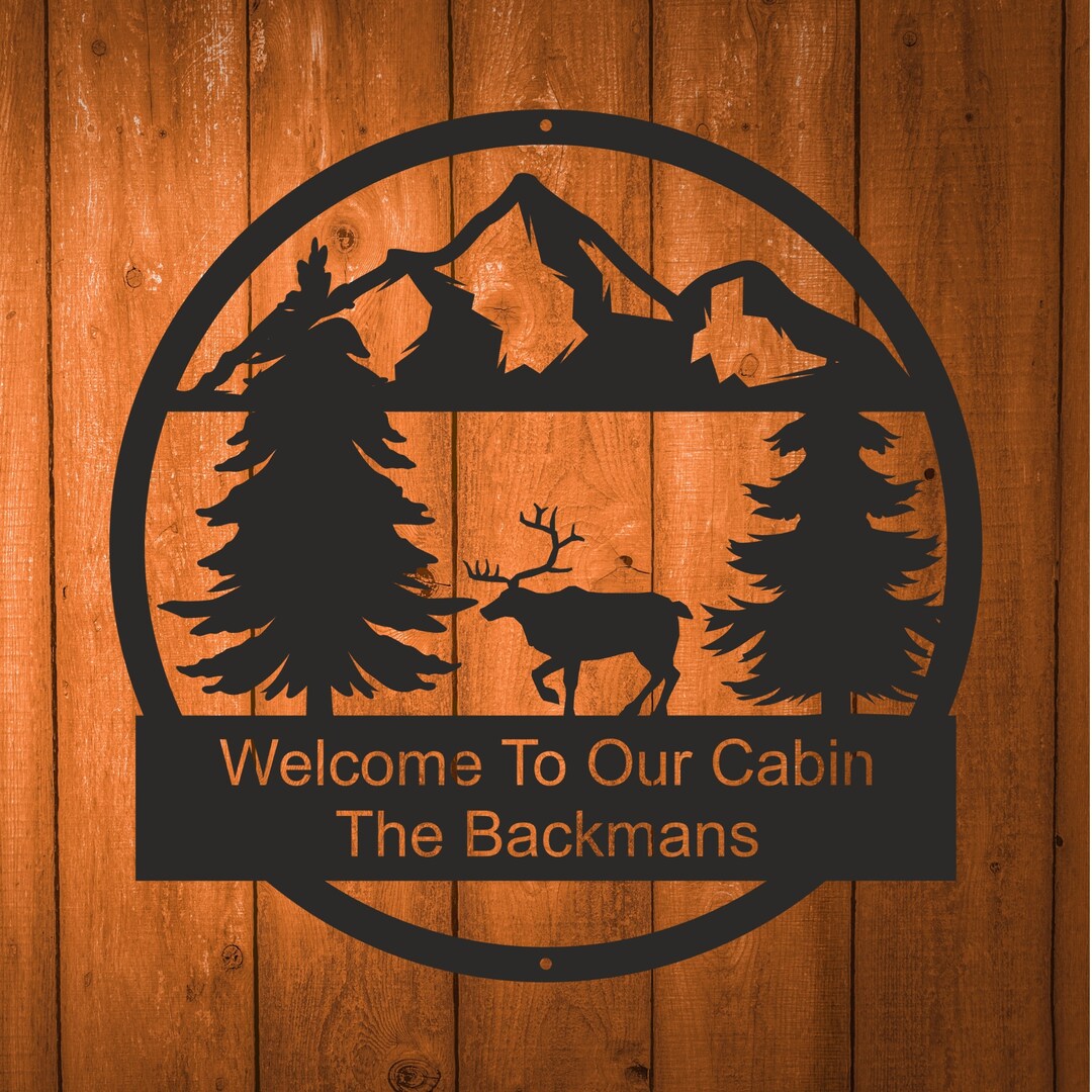 Personalized Welcome to Our Patio Metal Sign, Custom Metal Cabin Sign ...