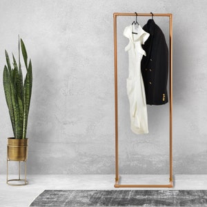 Copper Clothing Rack, Metal Free Standing Clothes Rack, Gold Garment Rack, Industrial Retail Display