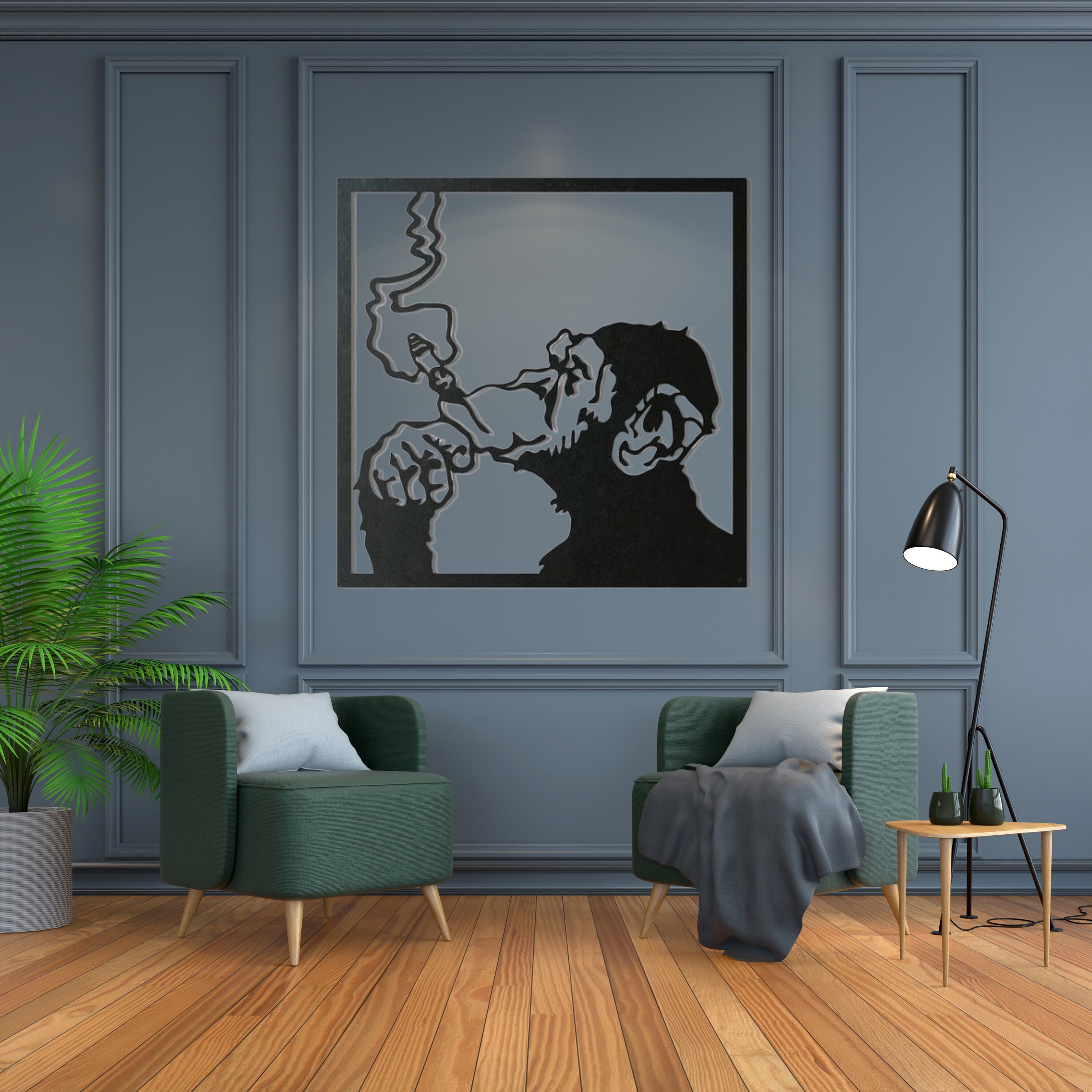 SMOKING MONKEY Wall Art Wall Decor Art Deco Home Decor | Etsy