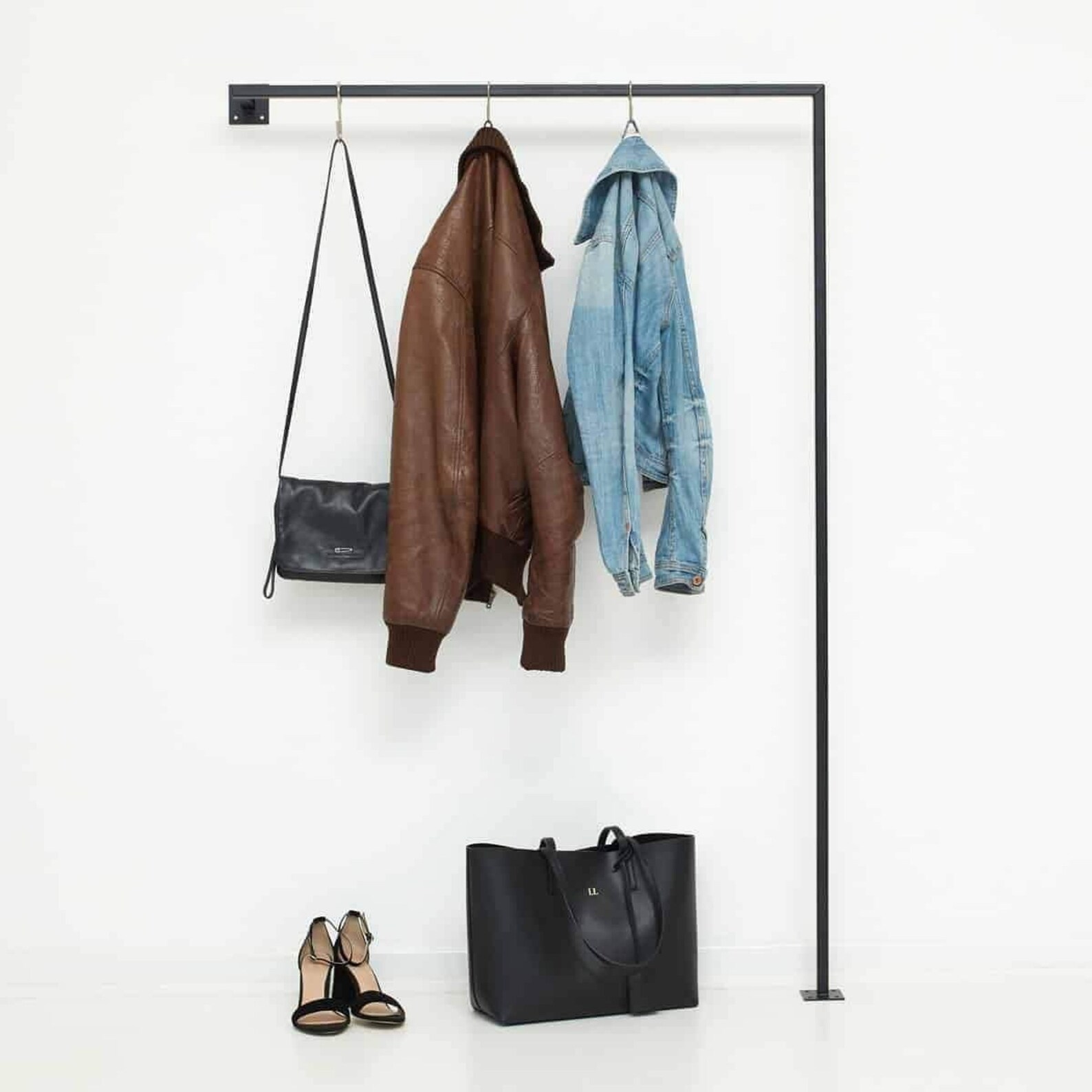 Wall Mounted Clothing Rack, Metal Clothes Rack, Standing Coat Rack