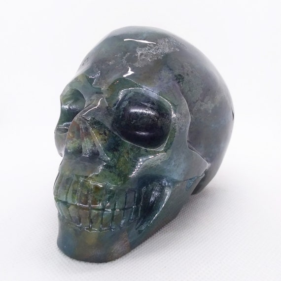 Moss Agate skull 4.5 carving display specimen | Etsy