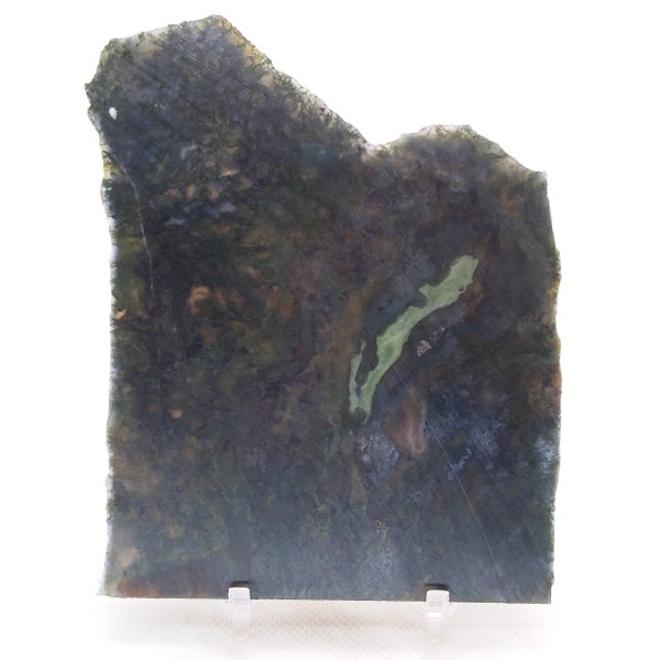 Moss Agate, India, slab, cabbing rough, lapidary, gemstone, specimen, mineral, rough, red, green, #R-4448