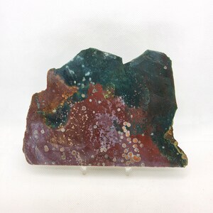 Fancy Jasper Bloodstone, plaat, bollen, cabbing ruw, lapidair, edelsteen, specimen, mineraal, rots, ruw, groen, rood, geel, #R-5665
