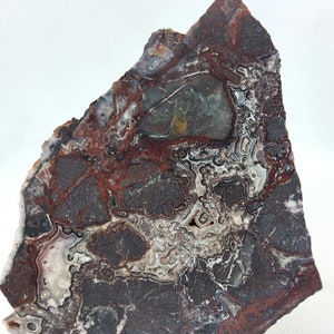 Agate de dentelle mexicaine, dalle, cabbing brut, lapidaire, pierre précieuse, spécimen, minéral, roche, #R-5799