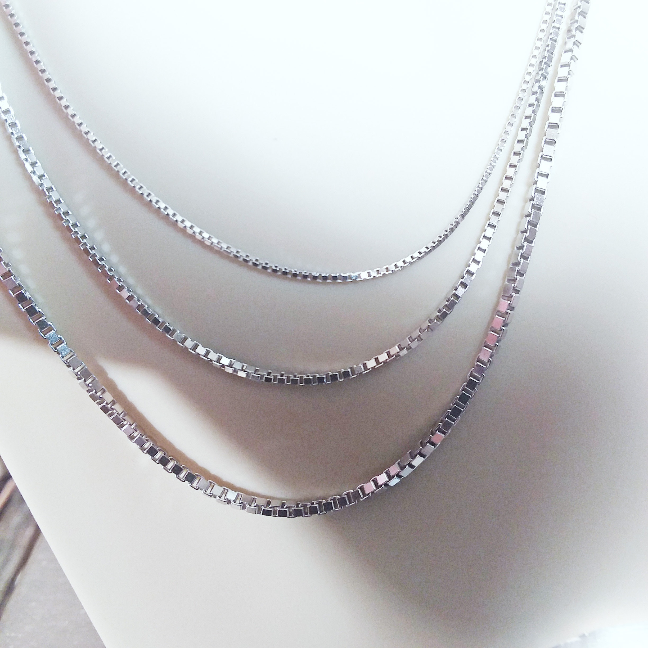 Sterling Silver, Square Box Chain, 1.5-2 Mm, Spring Ring