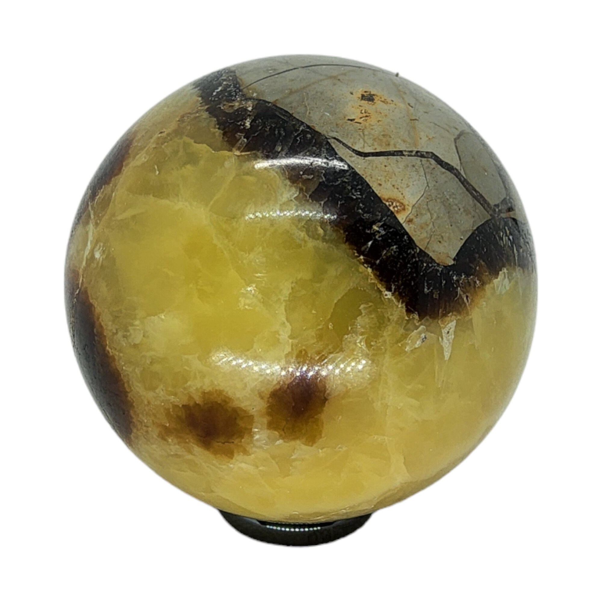 ★特選オンリー１★世界に一つだけ☆【天然石地球儀＆ボールペン YELLOW】❤️ セプタリアン、1 7/8インチ、球体、ボール、展示用、標本、#R-2724