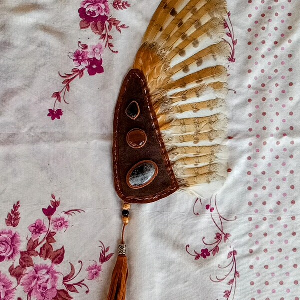 Shamanic Barn Owl (Tyto Alba) Wing smudge Fan - Spirit Guide & Healer