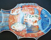 Japanese Porcelain Early Twentieth Century Imari Fish Plate Platter. Bonsai Garden