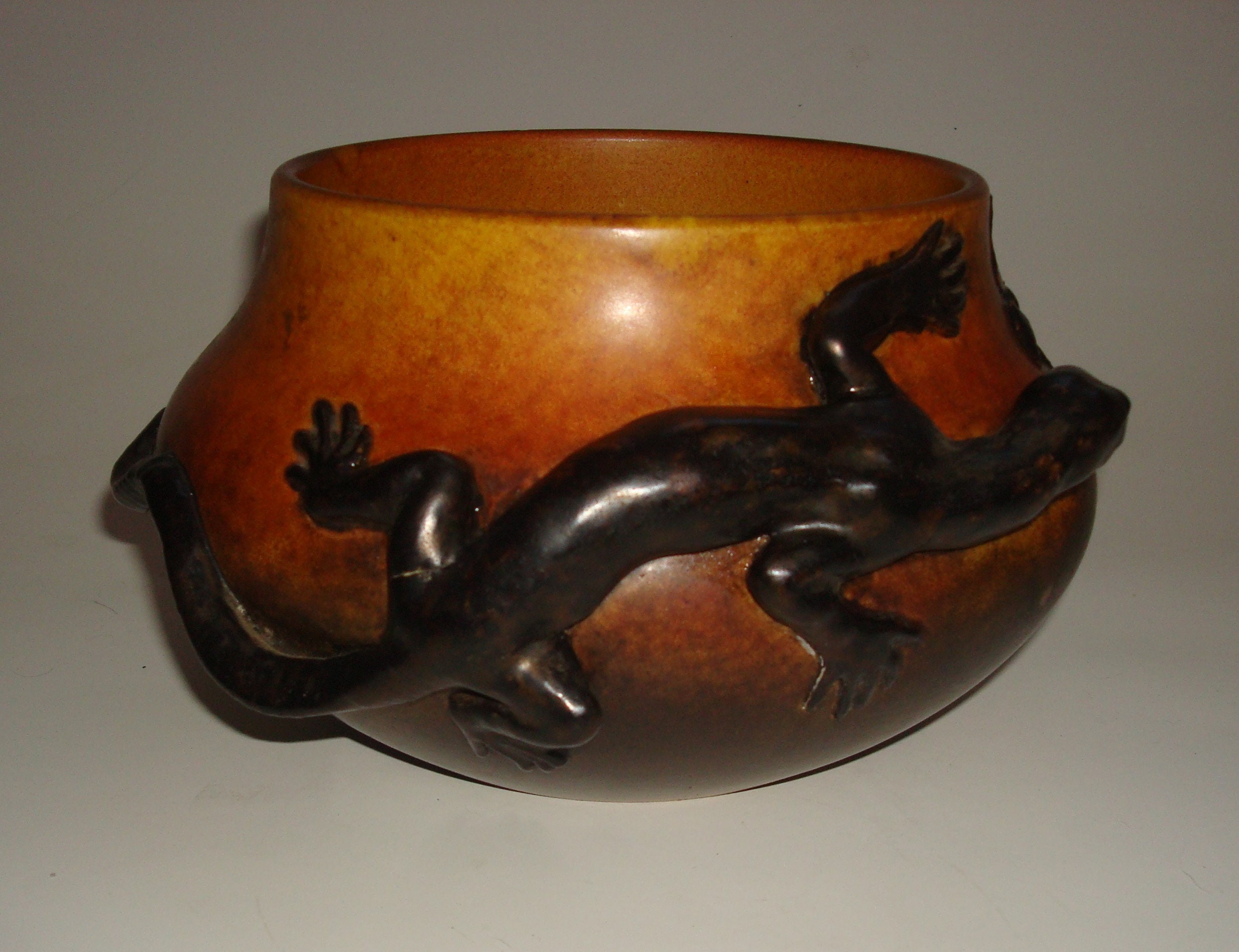 Large Peter Ipsen Potty Bowl Lizard & Moth Denmark Rare Etsy