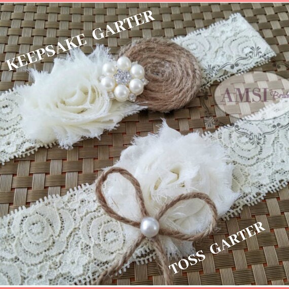 Rustic Wedding Garter Set Ivory Garterbridal Beltivory Etsy