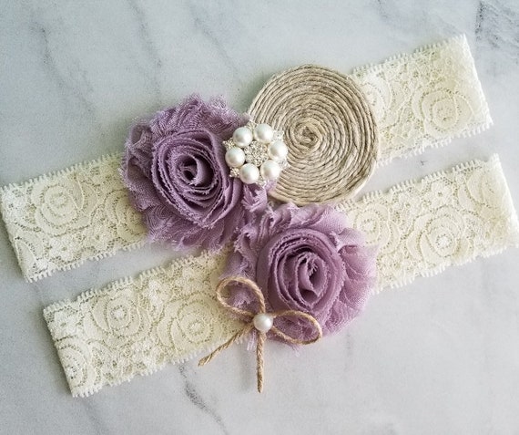 Wisteria Rustic Garter Set Bridal Garter Set Purple Country Etsy