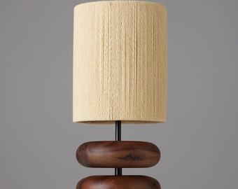 River Rock Lamp Walnut | Wood Lamp Base | Reclaimed Wood | Table Lamp | Turned Wood