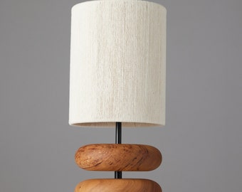 River Rock Lamp Camphor | Wood Lamp Base | Reclaimed Wood | Table Lamp | Turned Wood