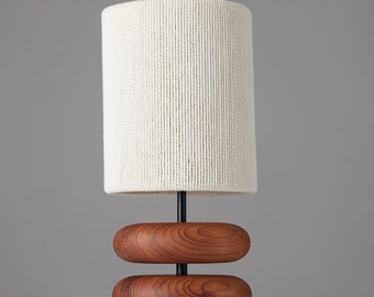 River Rock Lamp Redwood | Wood Lamp Base | Reclaimed Wood | Table Lamp | Turned Wood