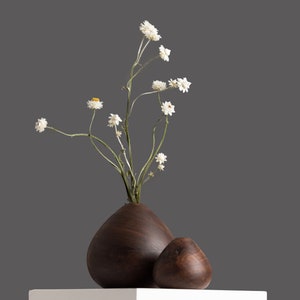Handmade Wood Glob Vase: Reclaimed Walnut or Ash, Dried Flower Display