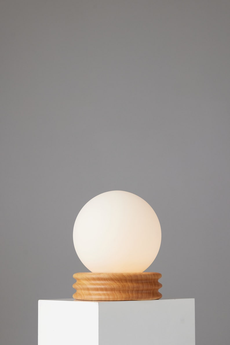 Moonwake Lamp Ash Table Lamp Globe Lamp Moon Lamp Wood Lamp Dimmer Switch image 2