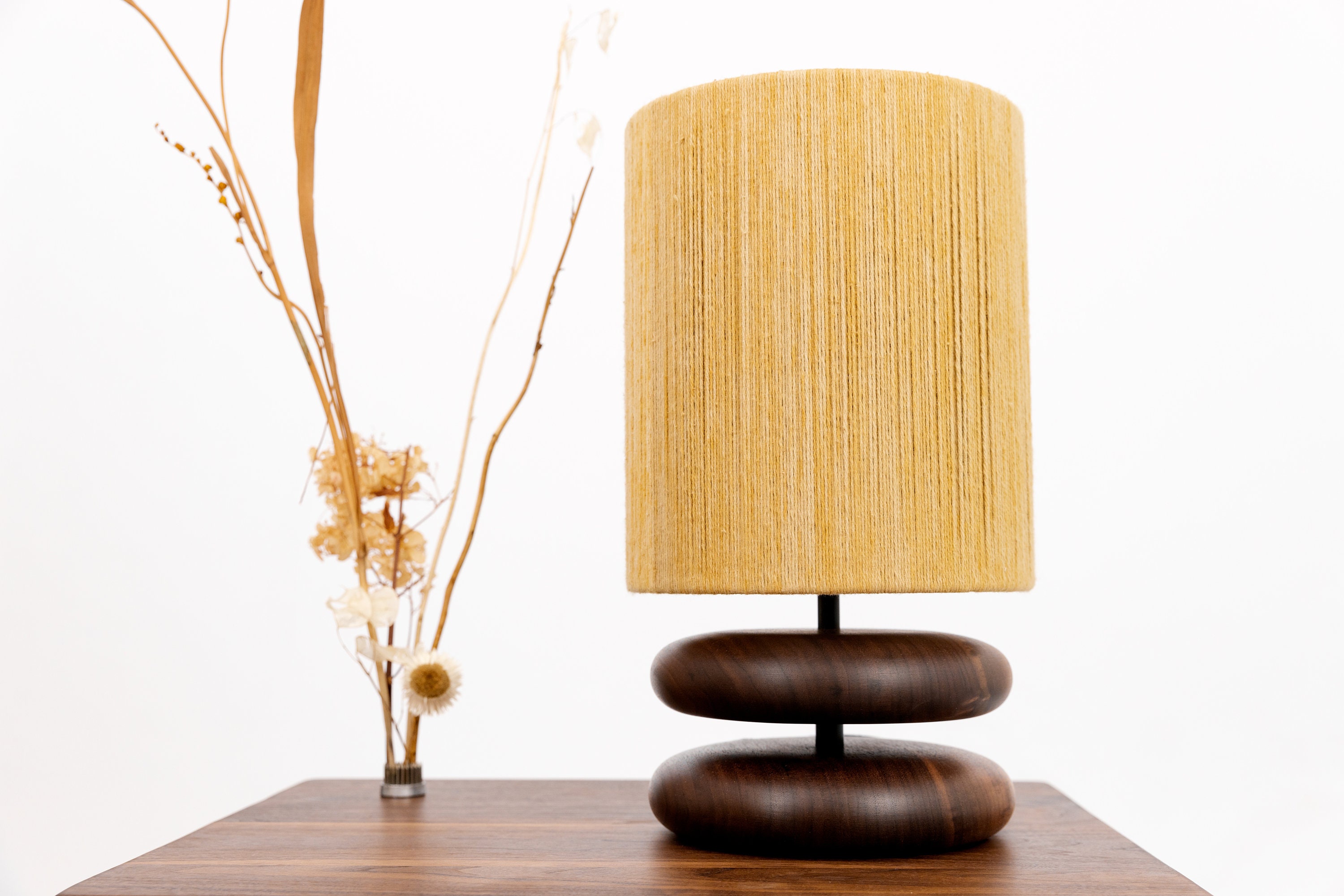 River Rock Lamp Walnut Etsy