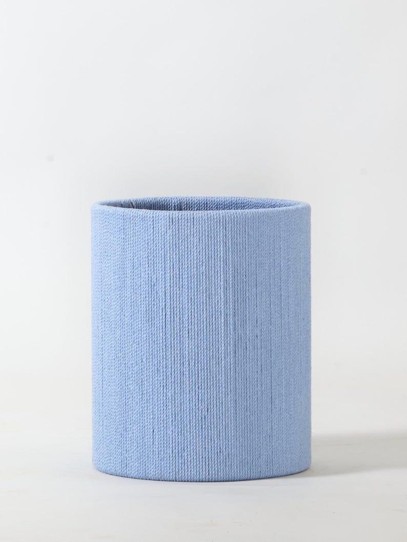 Woven Drum Lampshade: Recycled Cotton, Handstrung Shade - 8x10" image 4