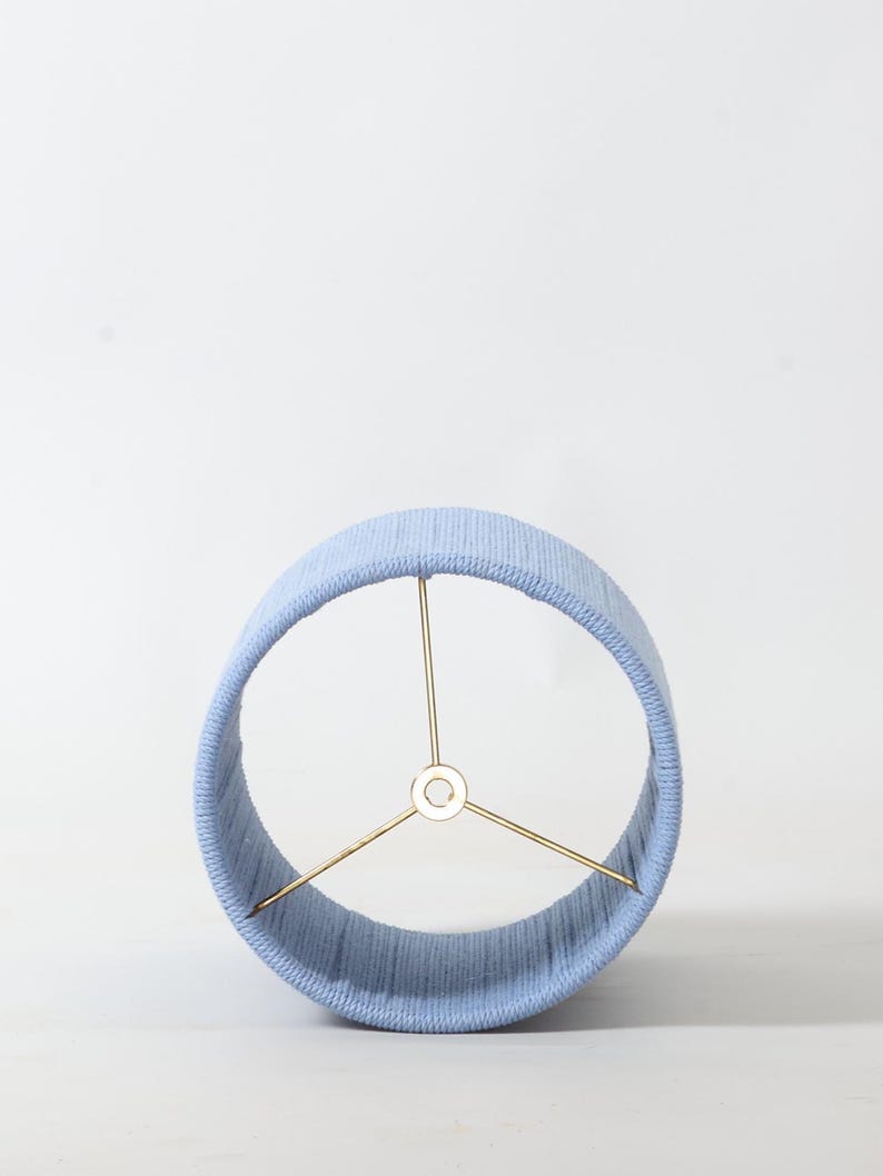 Woven Drum Lampshade: Recycled Cotton, Handstrung Shade - 8x10" image 5