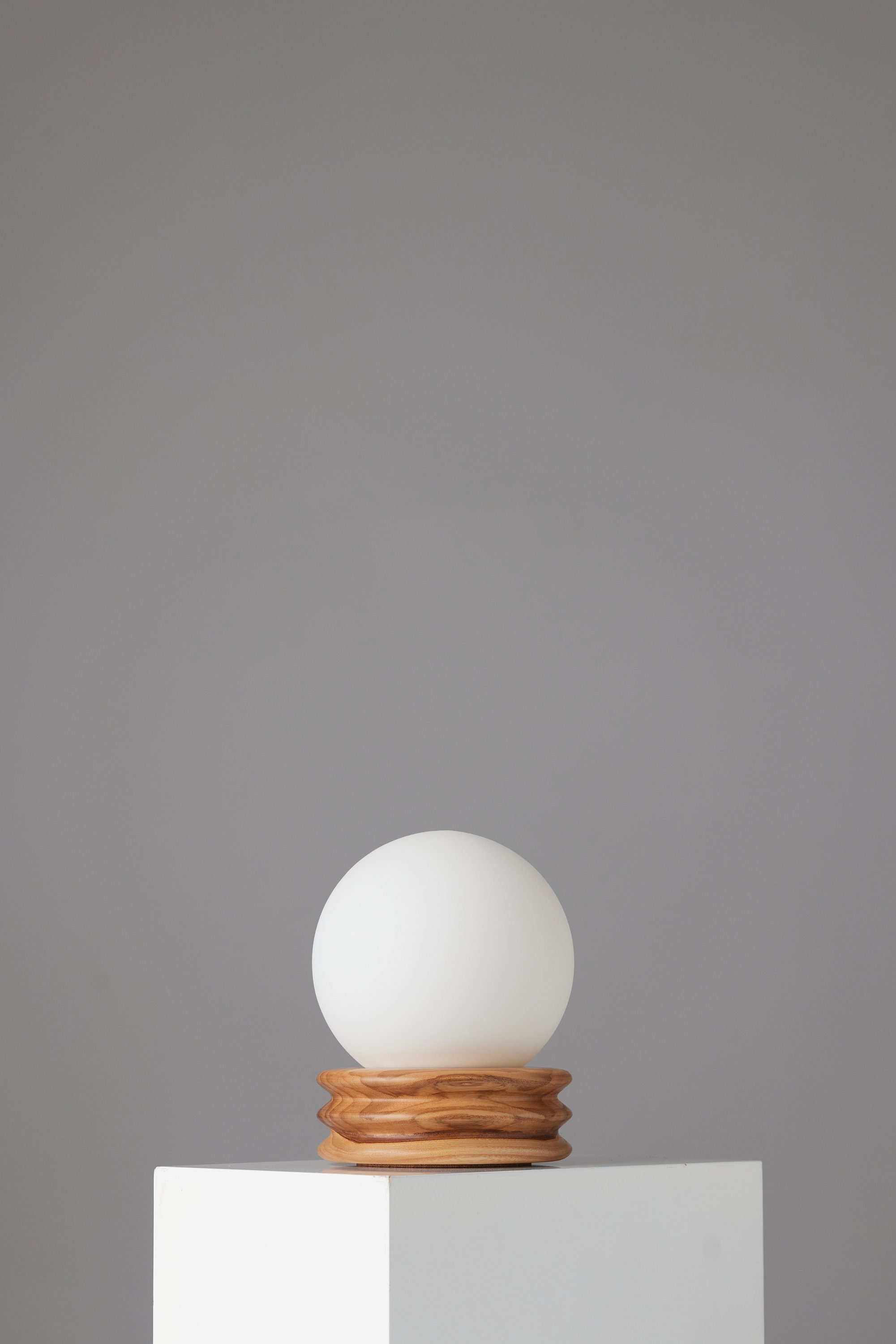 Moonwake Lamp Ash | Table Lamp | Globe Lamp | Moon Lamp | Wood Lamp | Reclaimed Wood | Wood Turned Lamp | Handmade