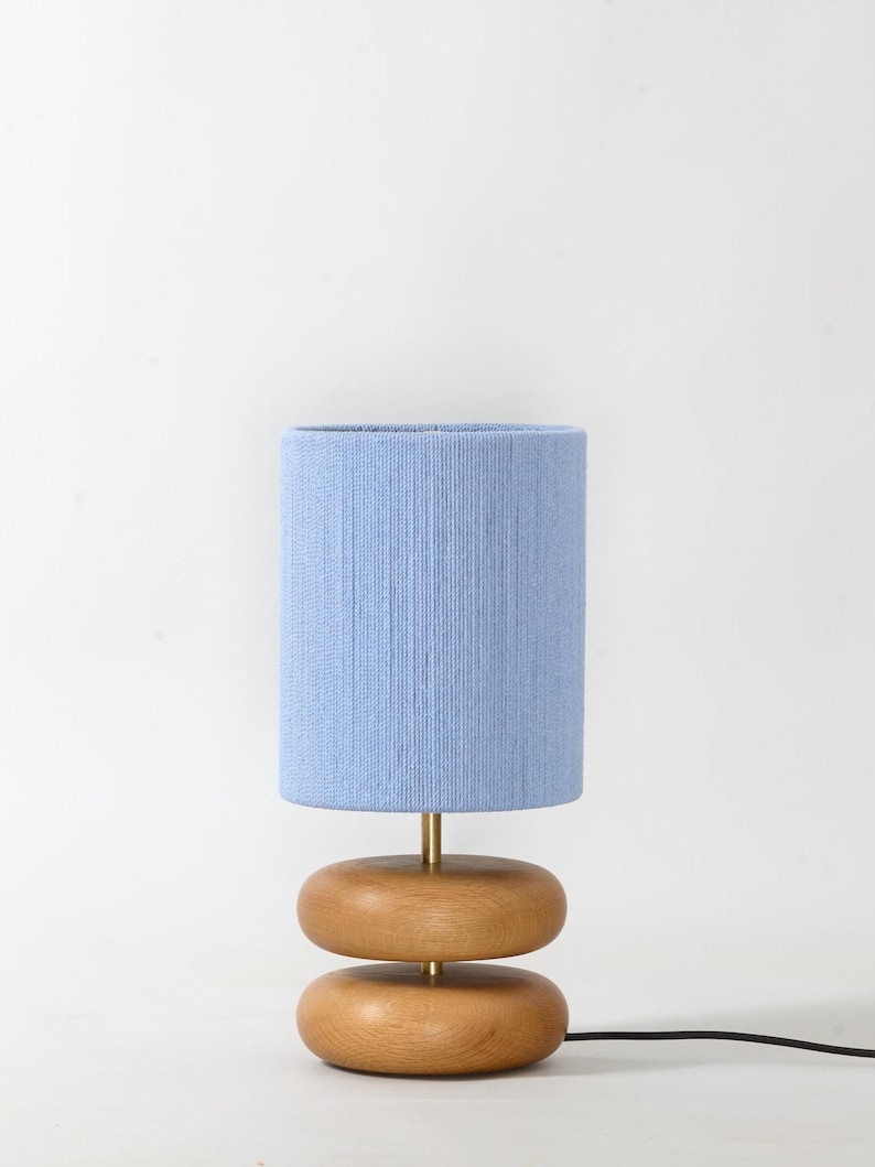 Woven Drum Lampshade: Recycled Cotton, Handstrung Shade - 8x10" image 7
