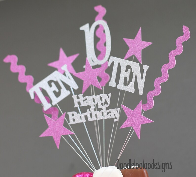 Happy Birthday Ten Tenth 10 Blue Pink Red Glitter Card - Etsy