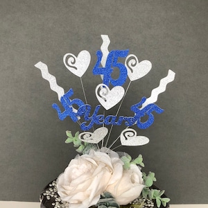 Adorno para tarta con purpurina de zafiro para el 45.º aniversario de bodas
