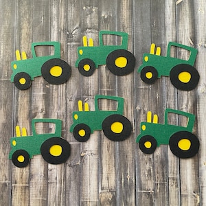 Tractor Cutouts- Farm birthday party, Tractor Birthday- Tractor cupcake topper, Farm birthday cupcake toppers- Set of (6)+