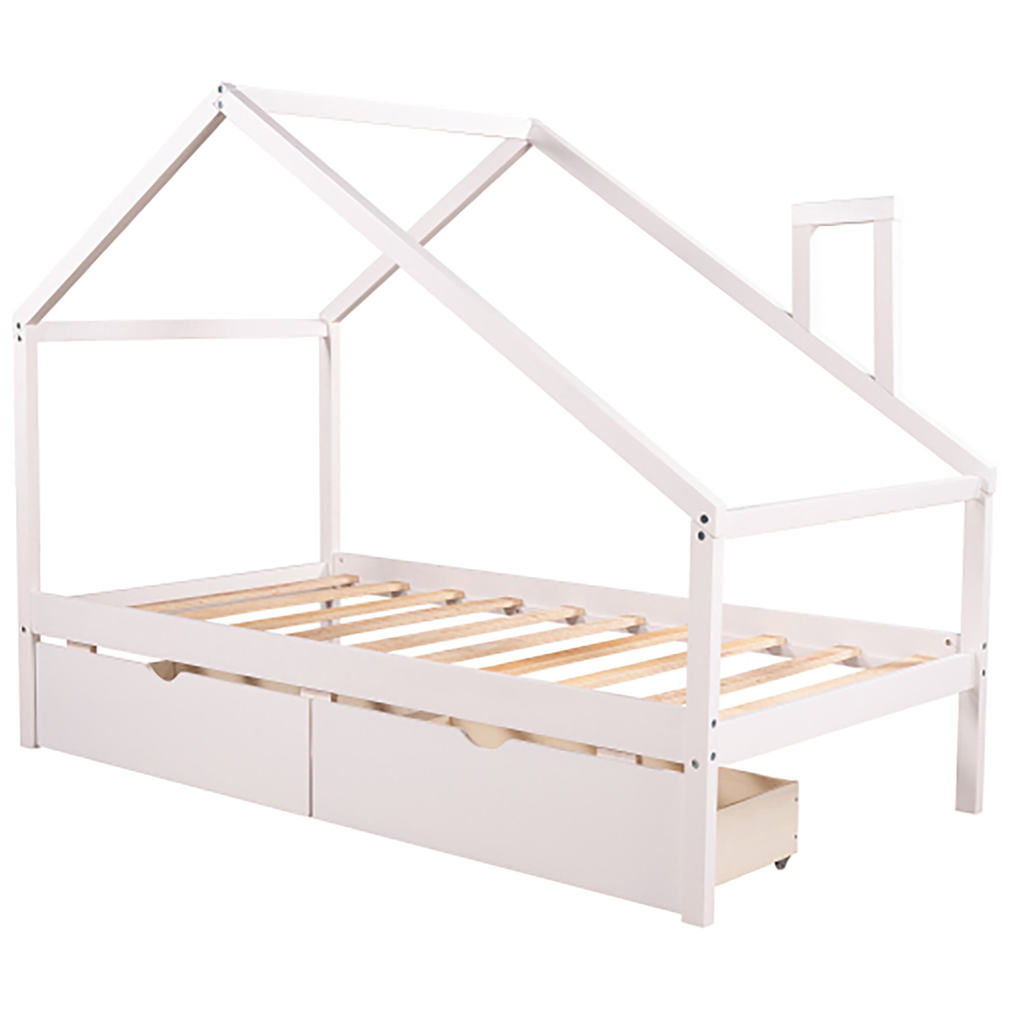 Daybed With Two Pull-out Drawers and Roof House Bed Frame for - Etsy