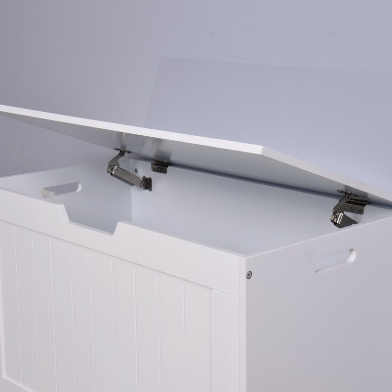 White Lift Top Entryway Storage Chest/bench With 2 Safety Etsy