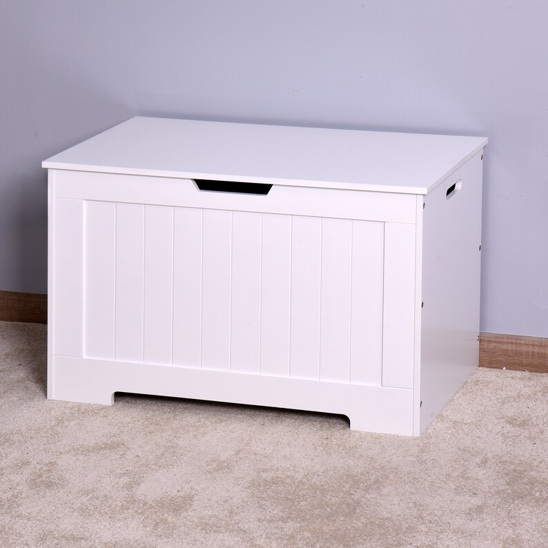 White Lift Top Entryway Storage Chest/bench With 2 Safety Etsy