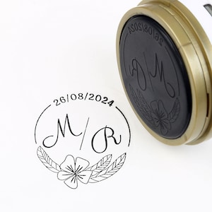 Aangepaste bruiloftsstempel, gepersonaliseerde ronde stempel, briefstempel huwelijksuitnodiging